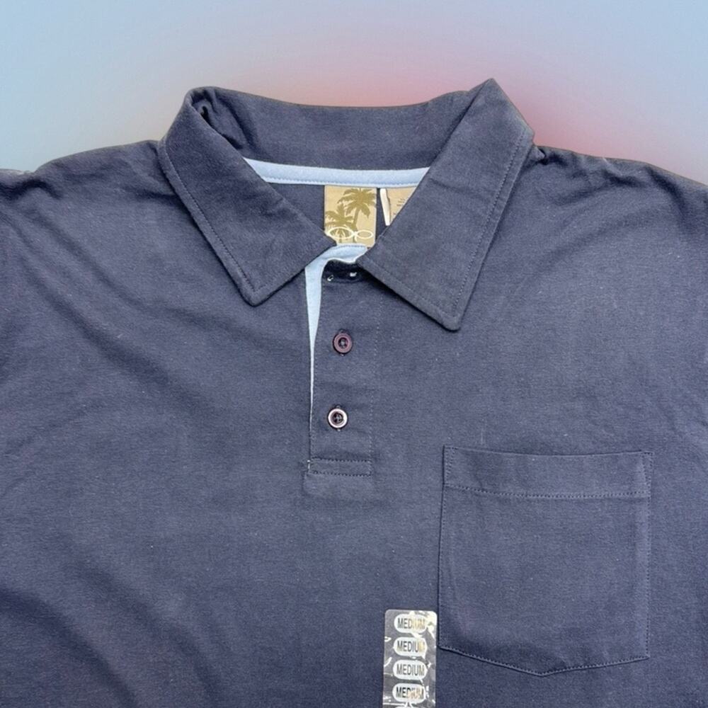 OP Men’s Medium Navy Blue Cotton Pocket Polo Shirt NEW